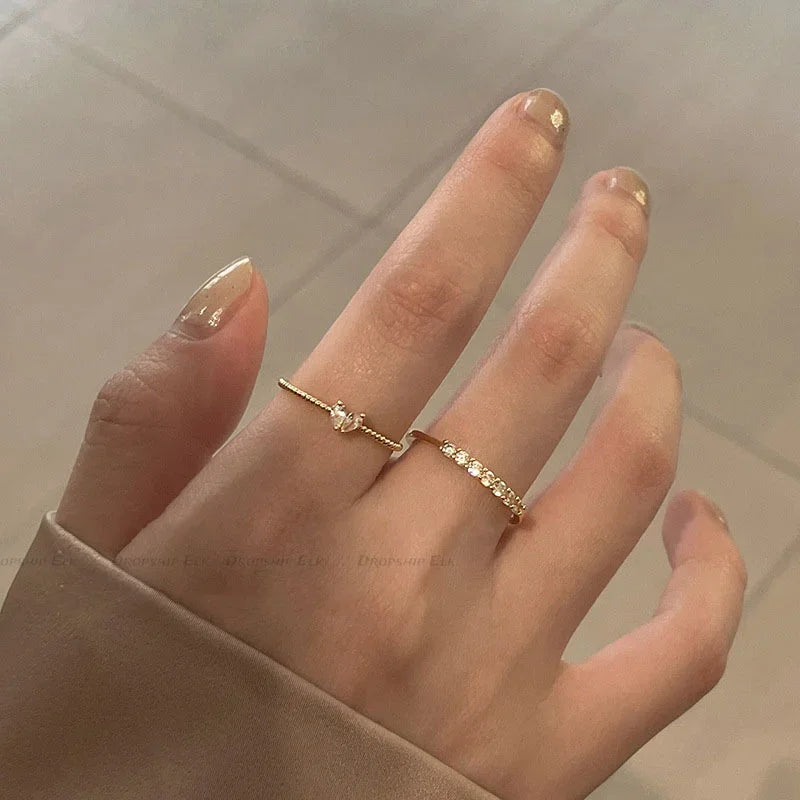 Heart Zircon Rings Set (2pcs/set)