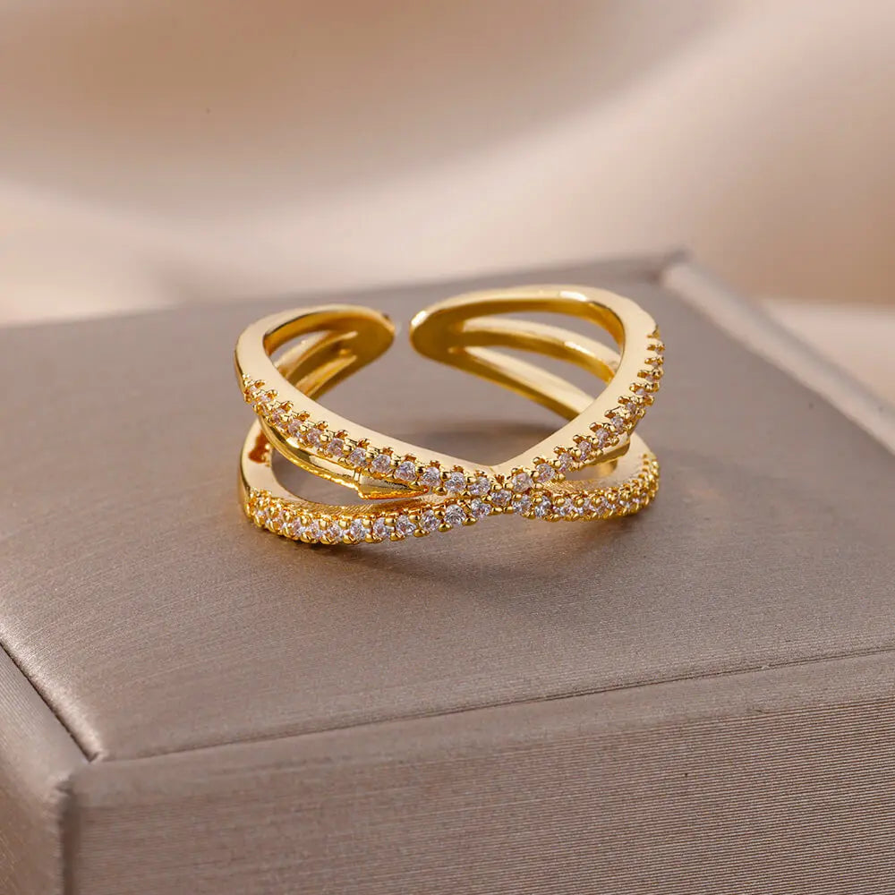 Zircon Cross Stainless Steel Ring