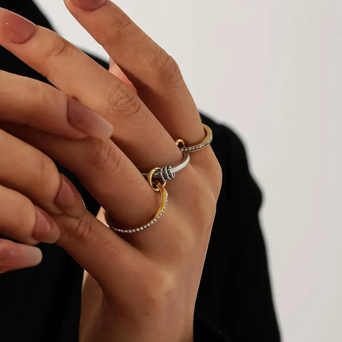 Crowned Radiance Stackable Rings