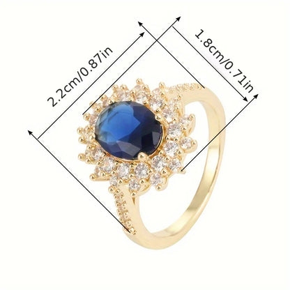 Crystal Oval Cubic Zirconia Stone Ring