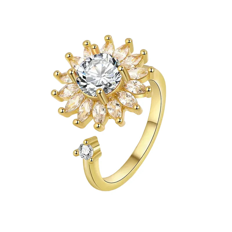 Crystal Sunflower Rotate Ring