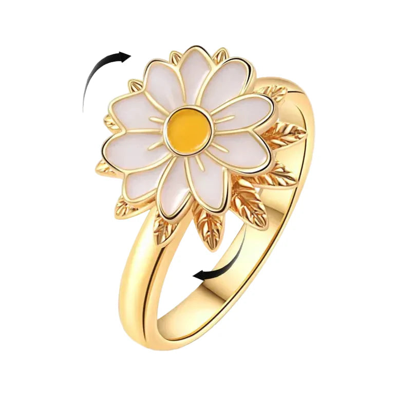 Crystal Sunflower Rotate Ring