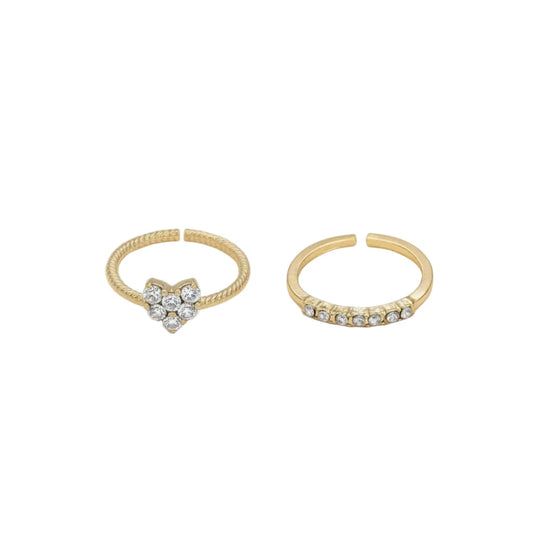 Heart Zircon Rings Set (2pcs/set)