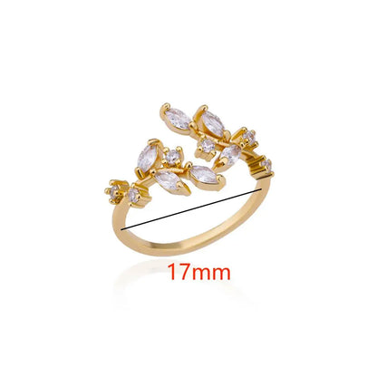 Zircon Stainless Steel Leaf Ring