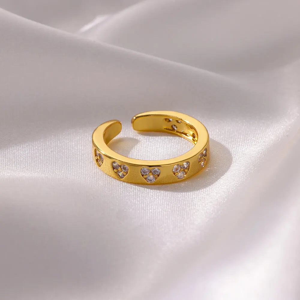 Zircon Heart Golden Ring
