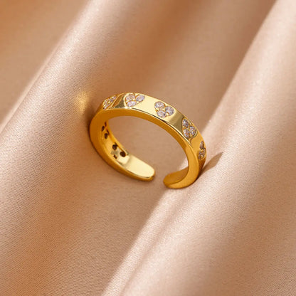 Zircon Heart Golden Ring