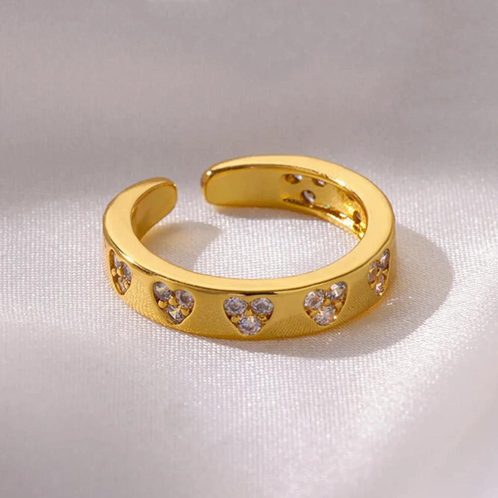 Zircon Heart Golden Ring