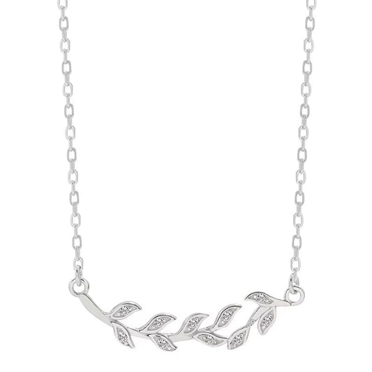 Luna Leaf Crystal Pendant Necklace