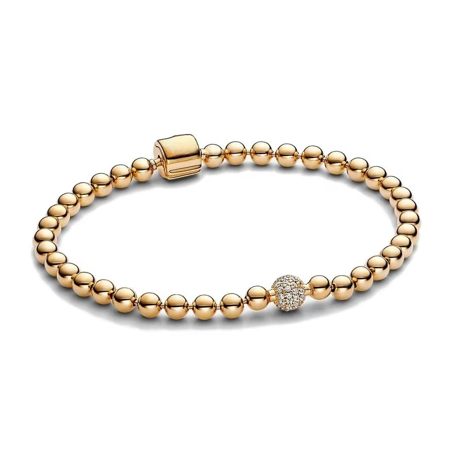 Elegant Beaded Bracelet with Crystal Charm