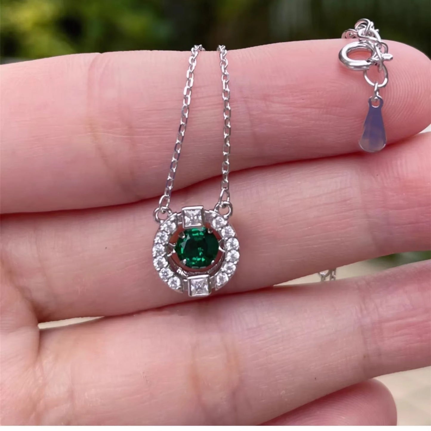 Aurora Crystal Halo Pendant Necklace