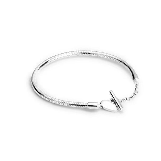Elegant Heart Toggle Snake Chain Bracelet