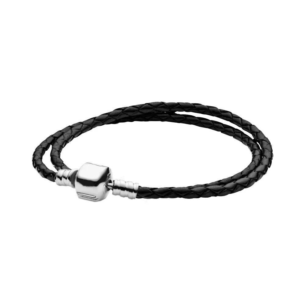 Scarlet Braided Leather Charm Bracelet